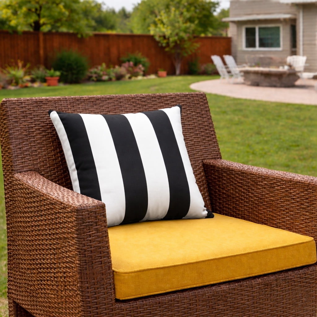 LiviNest Outdoor Waterproof Pillows: 2-Pack 18x18 Inch Patio Cushions - Fade-Resistant & Weatherproof for Garden Porch Poolside - Soft Comfortable Decorative Throw Pillows Black White Stripe