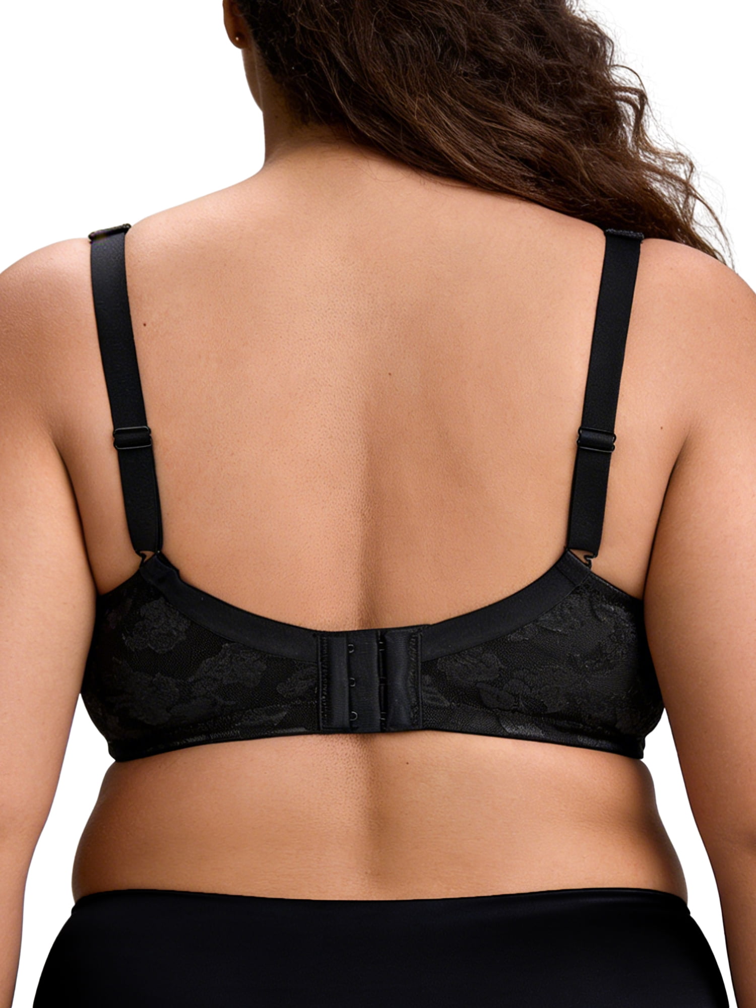 Deyllo Women Plus Size Bras Full Coverage Minimizer Wirefree Non Padded Comfort Black Bras Clothes-Size 40C