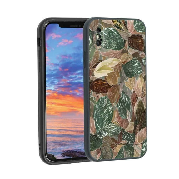 Compatible with iPhone X Phone Case, Leaves-14 Case Men Women, Flexible Silicone Shockproof Case for iPhone X