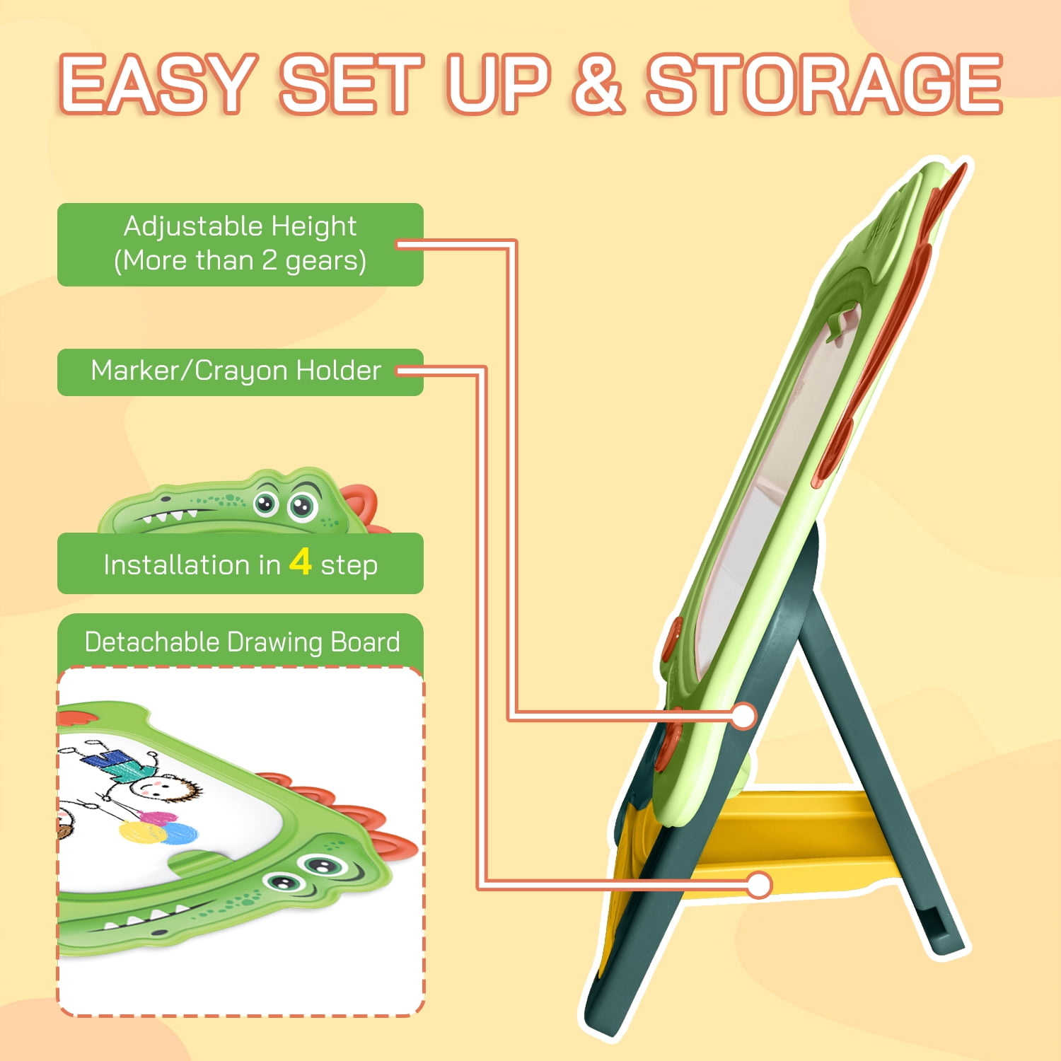 Caunedy Easel for Kids, Magnetic Drawing Board for Boys & Girls, Birthday Gift for 2 3 4 Year Old