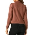thumbnail image 3 of INSPIRE CHIC Women's Turn-Down Collar Flap Pockets Snap Button Faux Suede Jacket S Caramel, 3 of 6