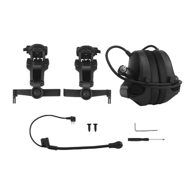 Auriculares tácticos para cascos con orejeras sin cancelación de ruido. Negro