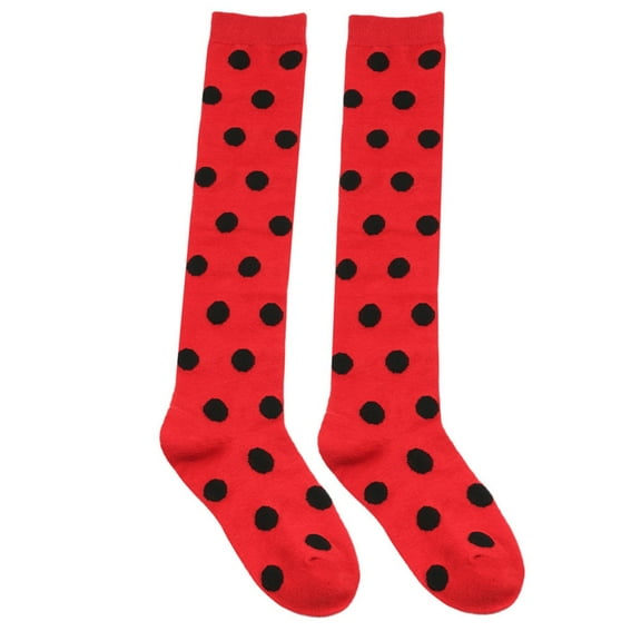 SDFGTstore Kids Ladybird Dots Thigh High Socks for Performances Stage Costume Accessory Over Knee Stockings Suitable for 7-12 Years