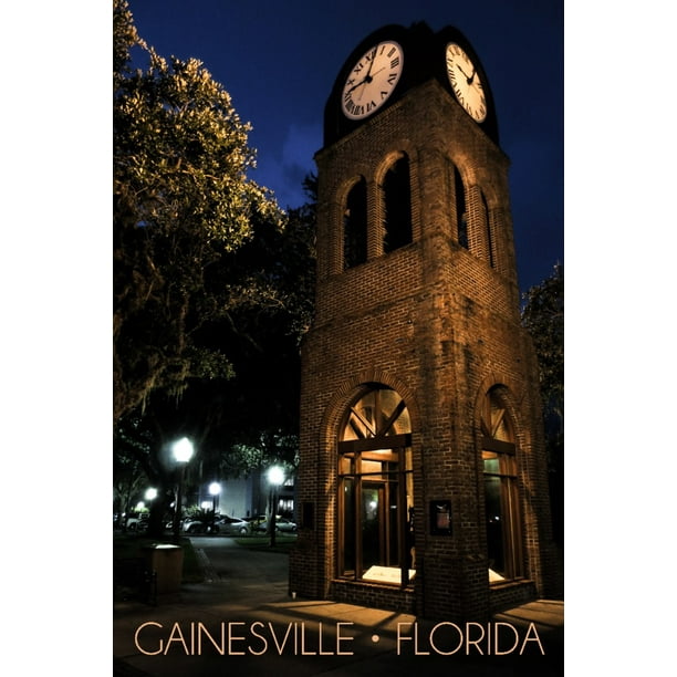 Gainesville, Florida, Downtown Gainesville Clocktower (36x54 Giclee
