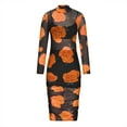 thumbnail image 4 of Mikilon Robes d'Été pour Femmes Ensemble Jupe Sexy Manches Courtes Robe en Maille Imprimée Serrée Plus Petit Gilet Plus Jupe Ensemble Trois Pièces Gilet à Manches Longues Sexy Jupe Courte Ajouter Robe en Maille Orange S, 4 of 6