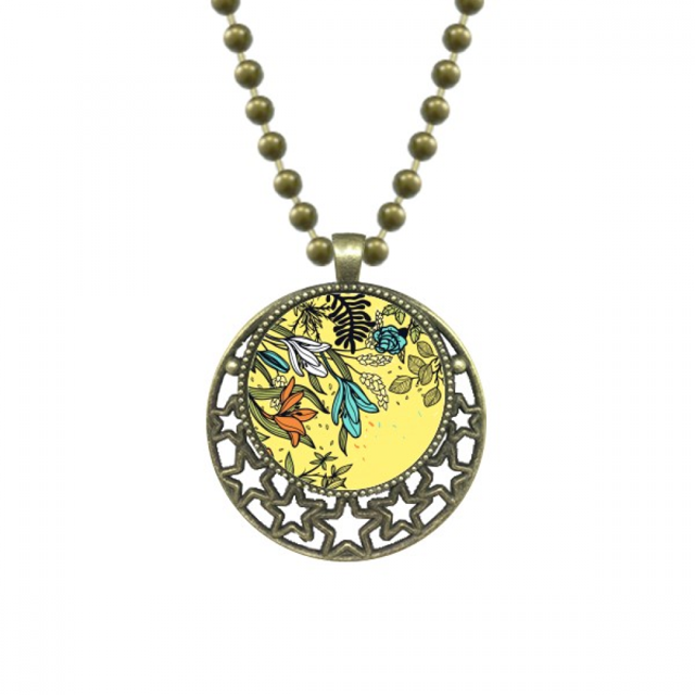 Arte Moderno Lily flores plantas dibujados Colgante Estrella Collar Luna Cadena Joyas Unbranded M
