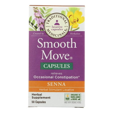 Traditional Medicinals Senna Smooth Capsules 50 Count (Pack Of 4)