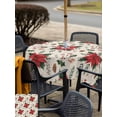 thumbnail image 4 of Outdoor Tablecloth with Umbrella Hole and Zipper, Christmas Poinsettia Square Table Cloth 54x54 Inch Waterproof Tablecloth, Xmas Red Flowers Pine Cones Vintage Picnic Table Cover for Patio Camping, 4 of 7