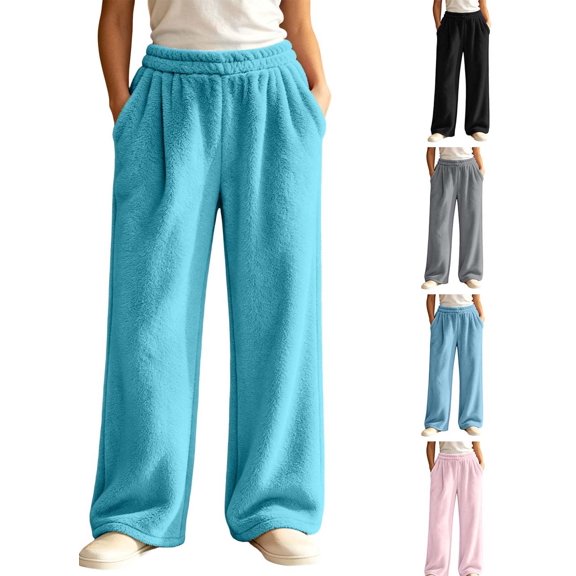 FchengtaiS Womens Sherpa Fleece Pajama Pants Soft Fuzzy Plush Pj Bottoms Winter Warm Sleep Pant with Pocket Loungewear