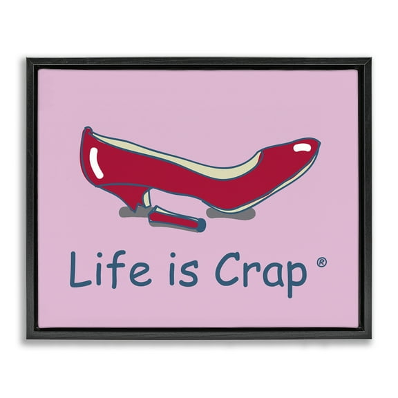 Stupell Industries Broken High Heel Novelty & Humor Painting Black Floater Framed Canvas Art Print Wall Art, 21 x 17