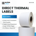 thumbnail image 3 of [4 Rolls, 4000 Labels] Alpha Label - 4" x 6" Direct Thermal Labels, 3” Core, No Ribbon Required, Made in Canada, 3 of 7