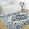 thumbnail image 5 of Lochas Vintage Boho Fluffy Rug Chenille Low Pile Area Rugs for Bedroom Living Room Indoor Floor Carpet Home Decor,9'X11',Gray, 5 of 7