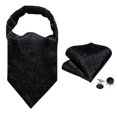 thumbnail image 4 of Conjunto de Ascot para Hombre Barry.Wang Negro con Diseño Paisley de Seda 126 cm, 4 of 6