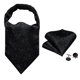 thumbnail image 4 of Conjunto de Ascot para Hombre Barry.Wang Negro con Diseño Paisley de Seda 126 cm, 4 of 6