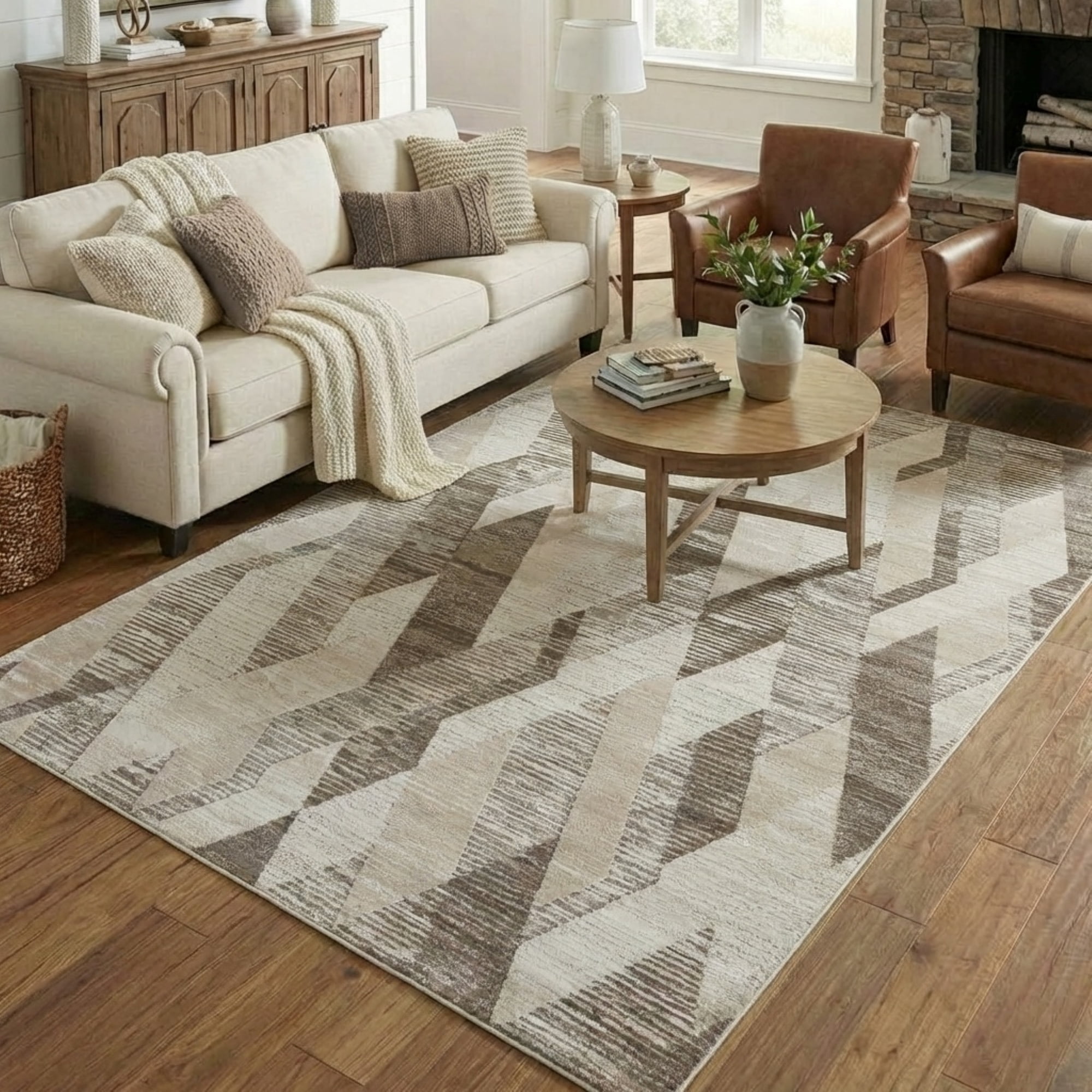 Harlow Hill Claire Geometric Modern Performance Polyester Indoor Area Rug, Gray, 5' x 7'11"