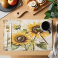 thumbnail image 2 of Vintage Sunflower Placemats Set of 4, Rustic Yellow Floral Flower Leaf Newspaper Texture Non-Slip Place Mats Washable Table Mats for Kitchen Dining Table Decorations Indoor/Outdoor, 2 of 9