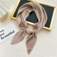thumbnail image 2 of Lovskoo Square Neckerchief for Women's Neck Hair Head In Gift Wrapped Pleated Solid Color Small Scarf Plain Four Seasons Light Paragraph Silk Scarf Decorative Scarf Neck Coffee Free Size, 2 of 3