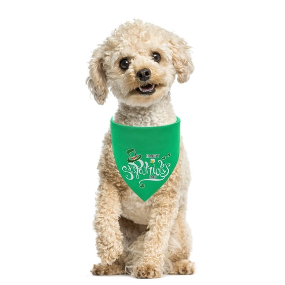 Eoozwa Saint Patricks Day Dog Bandana Washable Polyester Scarf with Shamrock Print Reversible Pet Bandana for Holiday Pet Accessory Party