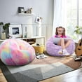 thumbnail image 2 of Sillón puff Kisoy de 76 cm, lila, de piel sintética, para niños, 2 of 8