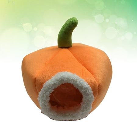 Phenofice Orange Pumpkin Pet Bed House Warm Soft Nest for Hamster Small Animals and Squirrels