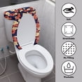 thumbnail image 3 of HELLHERO Elastic Fabric Toilet Seat Covers Set for Gift, Soft Stays in Place Elastic Installation, Washable and Reusable, U-Shaped, Red Blooms on Navy, 3 of 8