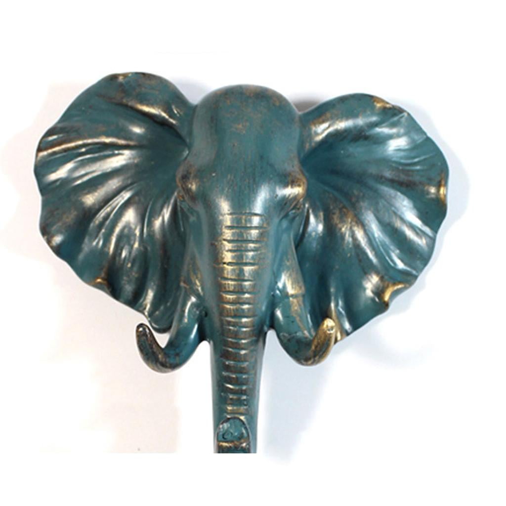 Decorative Elephant Head Wall Door Hanger Resin Coat Hat Hook Rustic Bronze 
