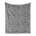 thumbnail image 1 of Contemporary Soft Flannel Fleece Blanket, Minimalist Toned Little Ovals Polka Dots Spouts Circles Simplistic Design, Cozy Plush for Indoor and Outdoor Use, 50" x 70", Black and White, by Ambesonne, 1 of 5
