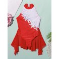 thumbnail image 4 of MSemis Kids Girls Rhinestone Figure Skating Dress Ballet Dance Leotard Tutu Skirt Red 8, 4 of 6