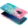 thumbnail image 2 of Nagebee Case for Samsung Galaxy S9 with Screen Protector (3D Curved Full Coverage), Glitter Sparkle Liquid Floating Diamond Bling [Ring Holder & Wrist Strap] Women Cute Case (Pink/Aqua), 2 of 6