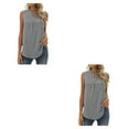 thumbnail image 3 of Qarigey Blusa sin mangas para mujer, camisa de encaje con cuello en V, chaleco refrescante transpirable para vacaciones en la playa, ropa de Gris XXL 2piezas, 3 of 6