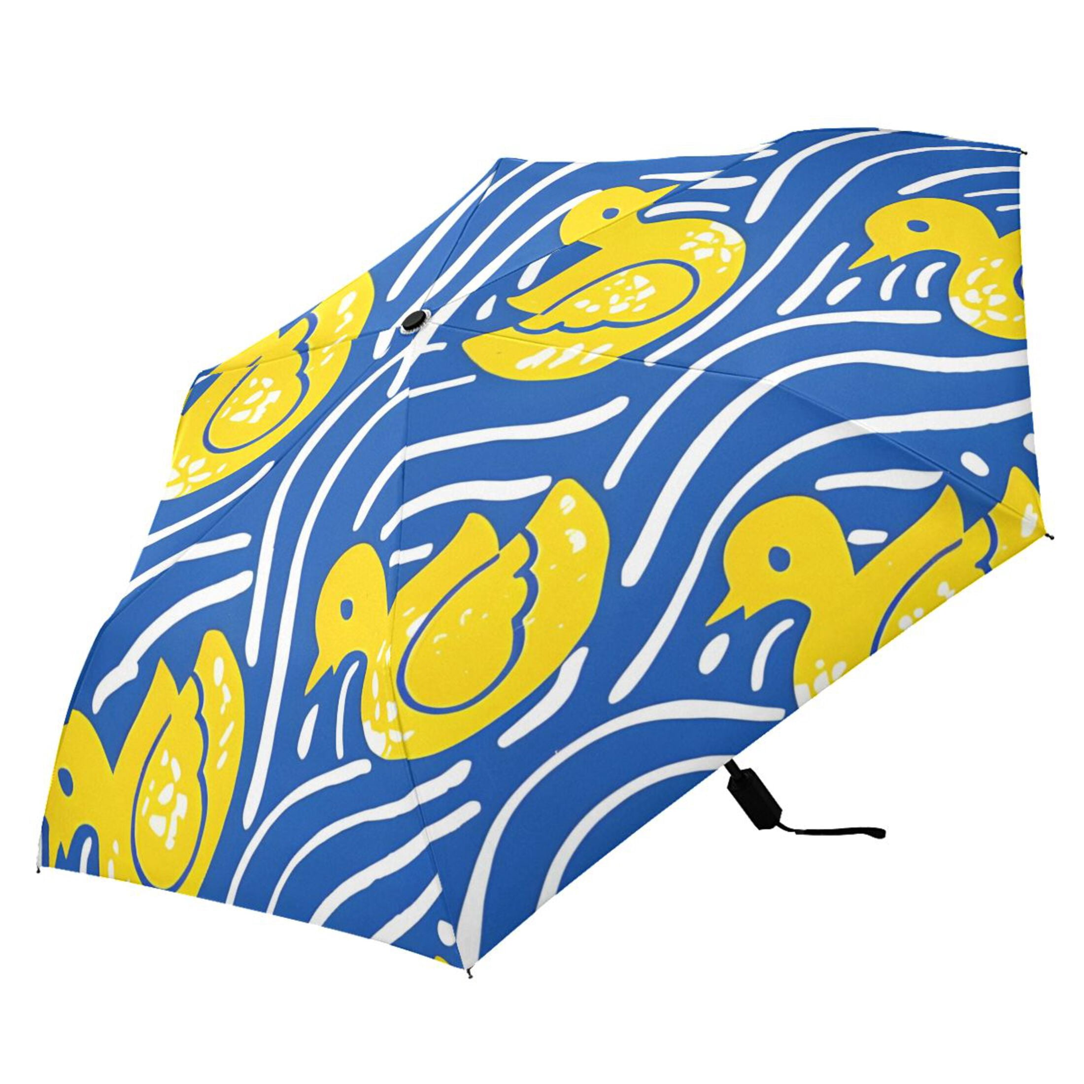 ALAZA Ducks on Wavy UPF 50+ Compact Folding Umbrella for Rain Travel Umbrella Packable