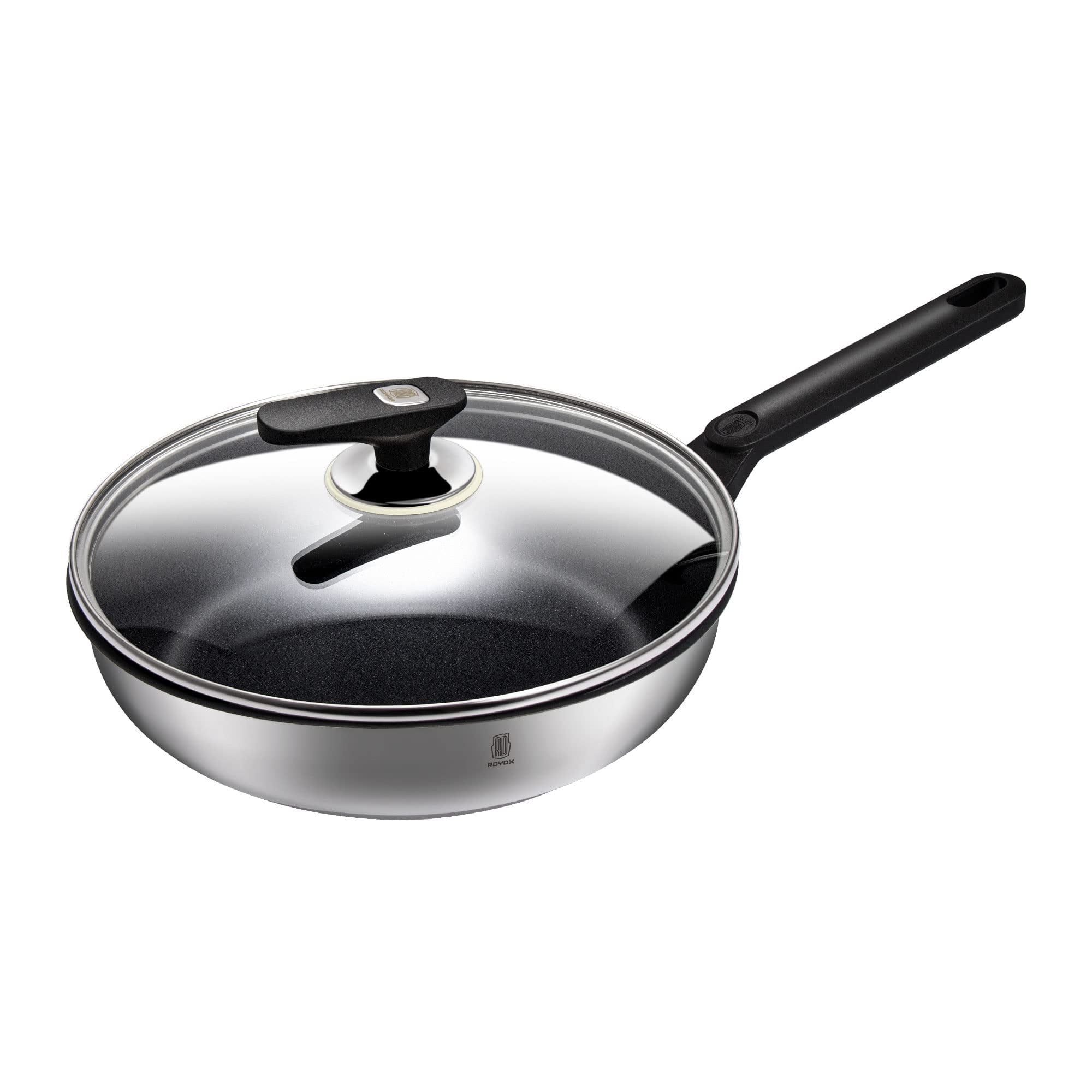 Stainless Steel Skillet Frying Pan Non Stick Kitchen Cookware With Lid 10  Inch