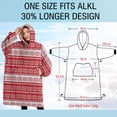 thumbnail image 4 of Oversized Wearable Blanket Hoodie,Red Christmas Geometric Snowflake Pattern Sherpa Blanket Hoodie with Super Pockets,Super Warm Fuzzy Pullover for Women & Men, 4 of 6