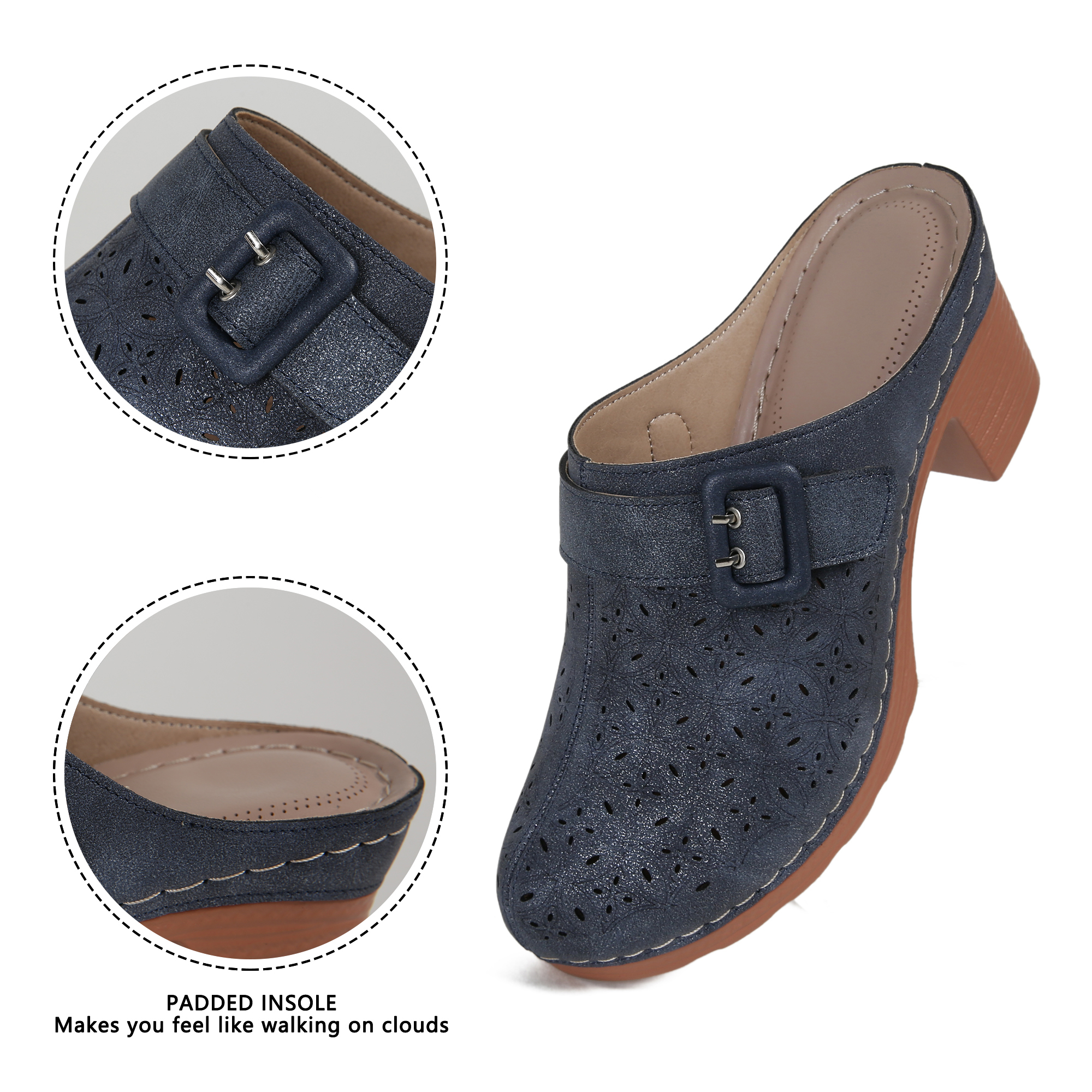 Ablanczoom Women's Wedge Platform Mule Clogs Blue photo 2