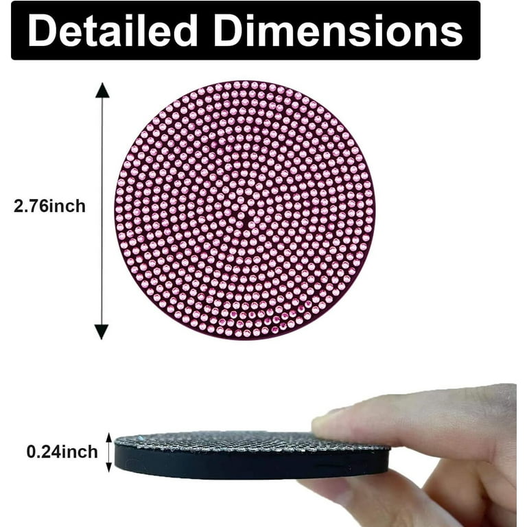 4-PCS Bling Crystal Rhinestone Car Cup Holder Coasters 2.75 Inch - Anti-Slip Shockproof Cup Inserts For Women Girls