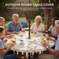 thumbnail image 3 of Round Outdoor Tablecloth with Umbrella Hole and Zipper, Khaki Coastal Summer Tablecloth with Elastic Waterproof, Coral Shell Starfish Nautical Patio Table Covers for 55" - 60" Picnic Pool Tables, 3 of 9