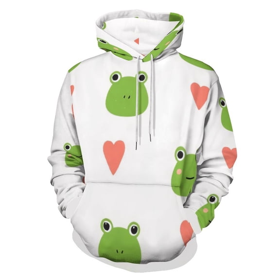 Cute Frog Faces And Hearts Pattern 3d Sweatshirts Hoodie Fashion Casual Personality Men's Women Street Hoodie Pullovers Long Sleeve Comfortable Top