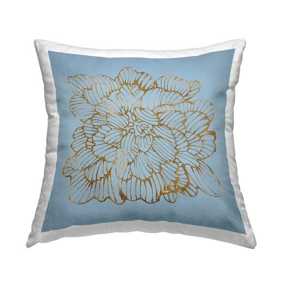 Stupell Industries Blue & Glam Modern Flower Square Decorative Printed Throw Pillow, 18 x 18