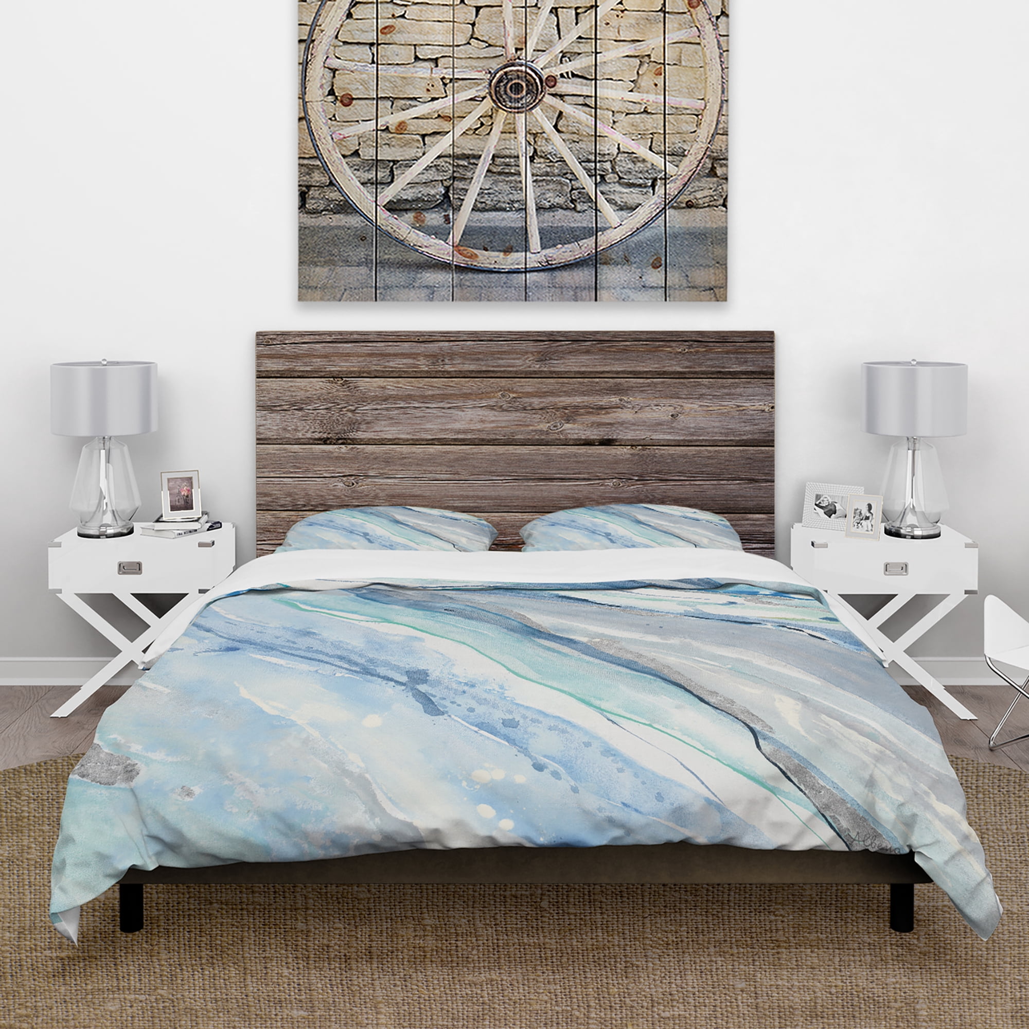Designart 'Blue Silver Spring II' Farmhouse Duvet Cover Set