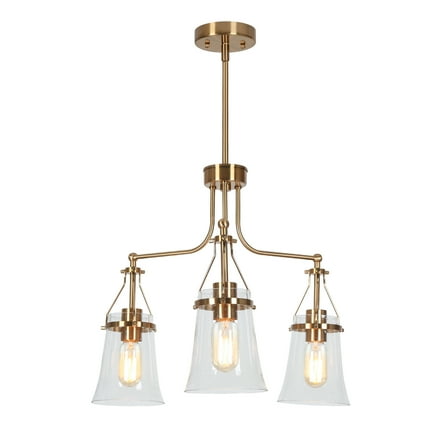 LNC Auisre 3-Light Polished Gold Glam Led Chandelier