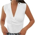 thumbnail image 2 of LSLJS Women's Womens Mode Confortable Décontracté V-Neck Manches Courtes Solide Top Blouse, Camisole Tank Tops, 2 of 7