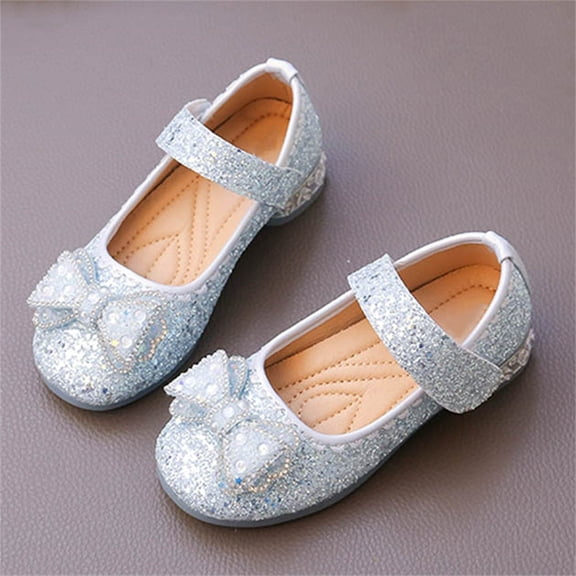 Girls' Performance Dance Shoes with Shiny Rhinestone Accents and Leather Bow