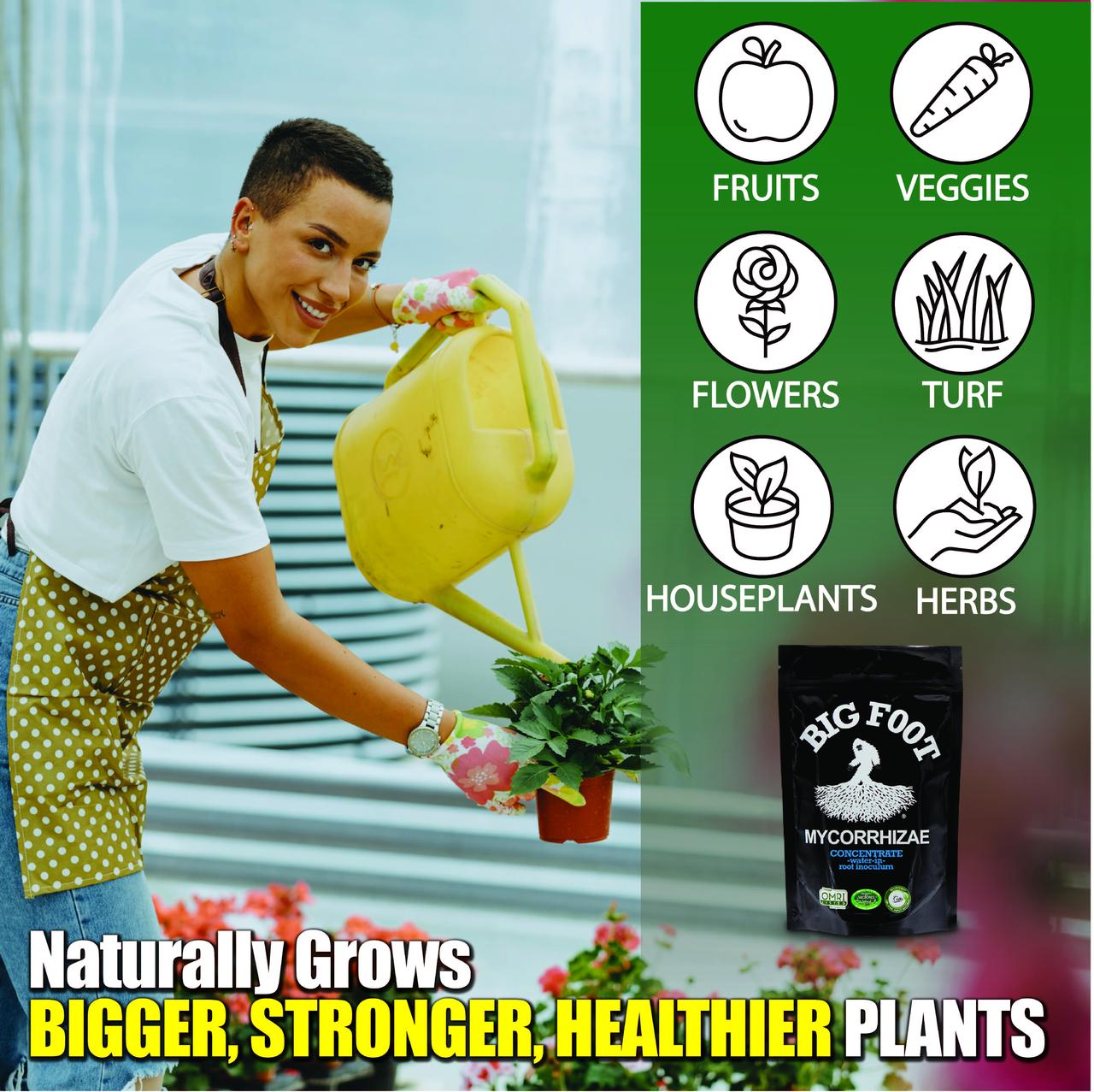 Big Foot Mycorrhizae for Plants, Potted Plants and Gardens - Concentrate Fully Dissolves in Water, Year Round Organic Fertilizer for Root Growth and Healthy Soil - 8 Ounces of Mycorrhizal Inoculant
