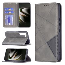ELEHOLD Flip Wallet Case for Samsung Galaxy S23 FE, Premium PU Leather Built-in Credit Card Slots Magnetic Closure Kickstand Function Shockproof TPU Inner Wallet Phone Case,Gray
