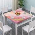 thumbnail image 3 of Pink Gold Marble Pattern Square Fitted Tablecloth with Elastic Edge,Square Table Cover,Washable Elastic Table Cover for Home Kitchen Party Decor 34"x34", 3 of 6