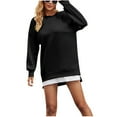thumbnail image 4 of WJHWSX Dresses for Women,Womens Fall Dresses,Black Casual Dresses for Women,Long Sleeve,Crew Neck,Breathable,Solid,M(US:6), 4 of 8