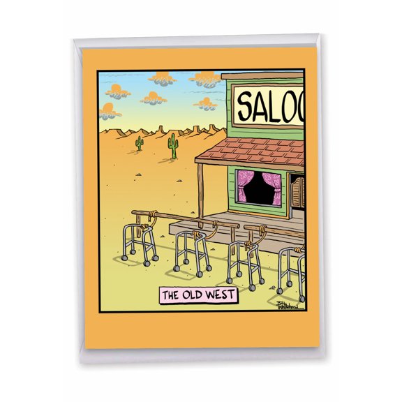 1 Big Funny Birthday Card with Envelope (8.5 x 11 Inch) - The Old West Birthday J6066BDG
