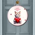 thumbnail image 2 of Happy Valentine's Day Manx Brings Love Heart Round Wood Sign Cat Lover Kitten Owner Gifts Hanging Wall Home Decor - 02028, 2 of 5