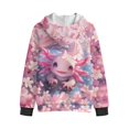 thumbnail image 4 of KUIFORTI Axolotl Cute Girls Sweatshirt Hoodie 11-13 Fleece-Lined Soft Hooded Zip Up Sweatshirts with Pockets Breathable Fall Winter Outwear for Outdoor Activity, 4 of 6