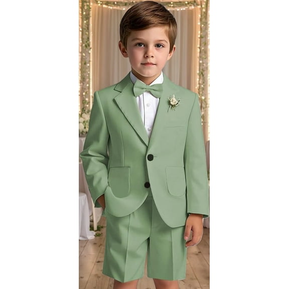 Lycody Boys Formal Slim Fit Toddler Suit Set for Kids and Teen Tuxedo Suit 2 Pieces Patch Pockets Suit Jacket and Shorts Set for Boys for Wedding Graduation Outfit